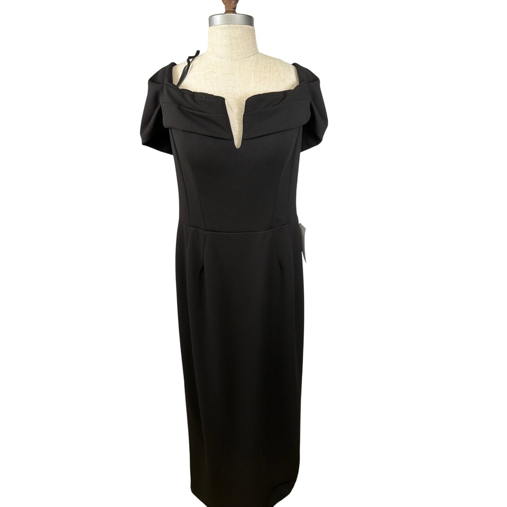 Betsy & Adam Off the Shoulder Gown Women 16 NWT Black Maxi MSRP $259